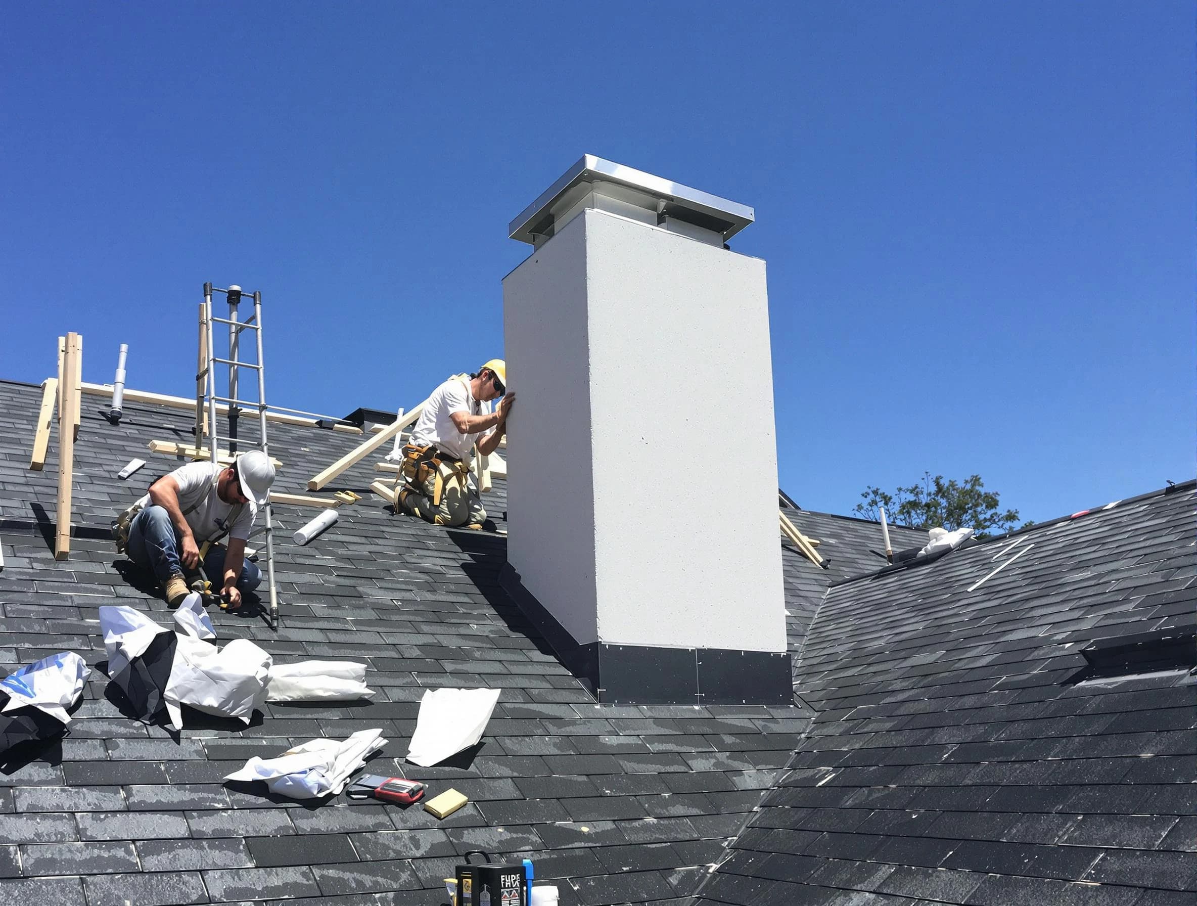 Clanton Chimney Sweep crew installing a new chimney in Clanton, AL