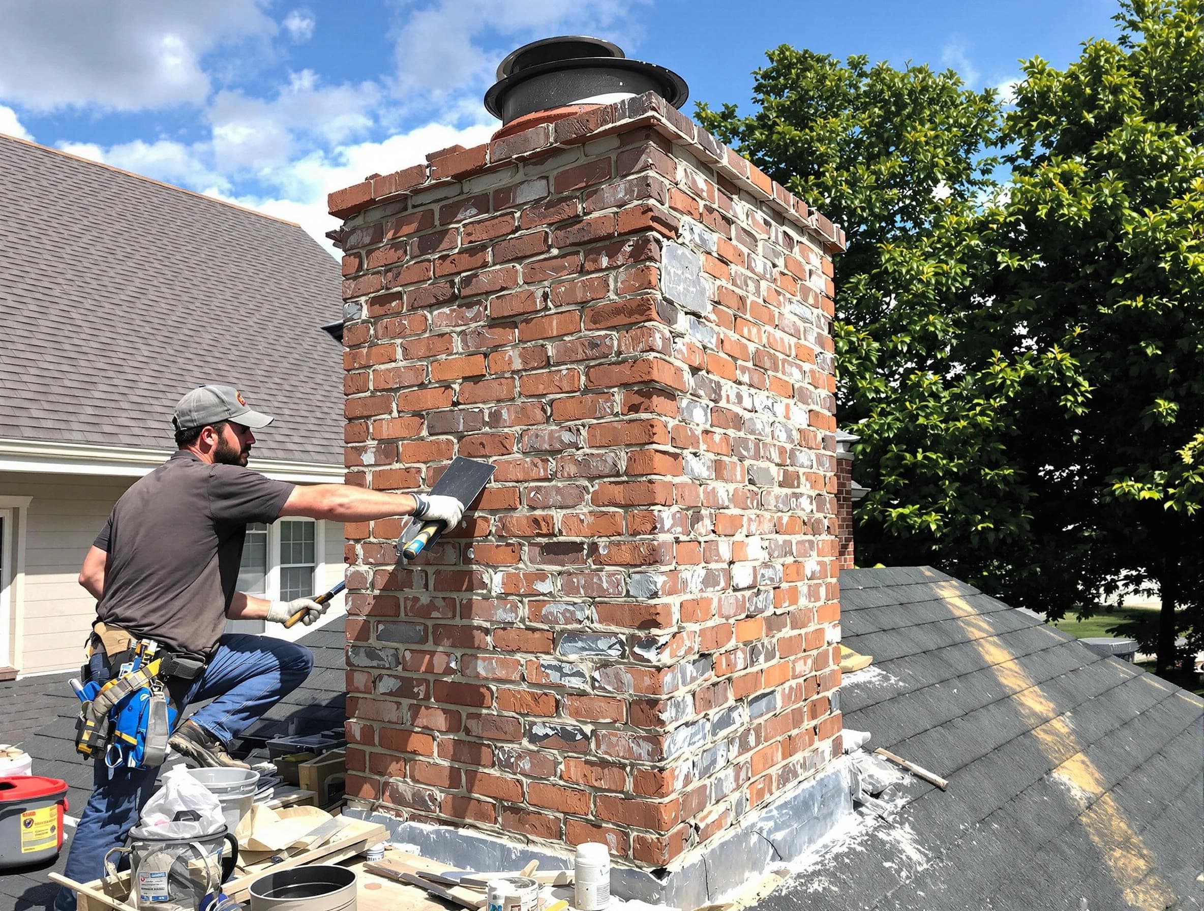 Completed chimney rebuild by Clanton Chimney Sweep in Clanton, AL
