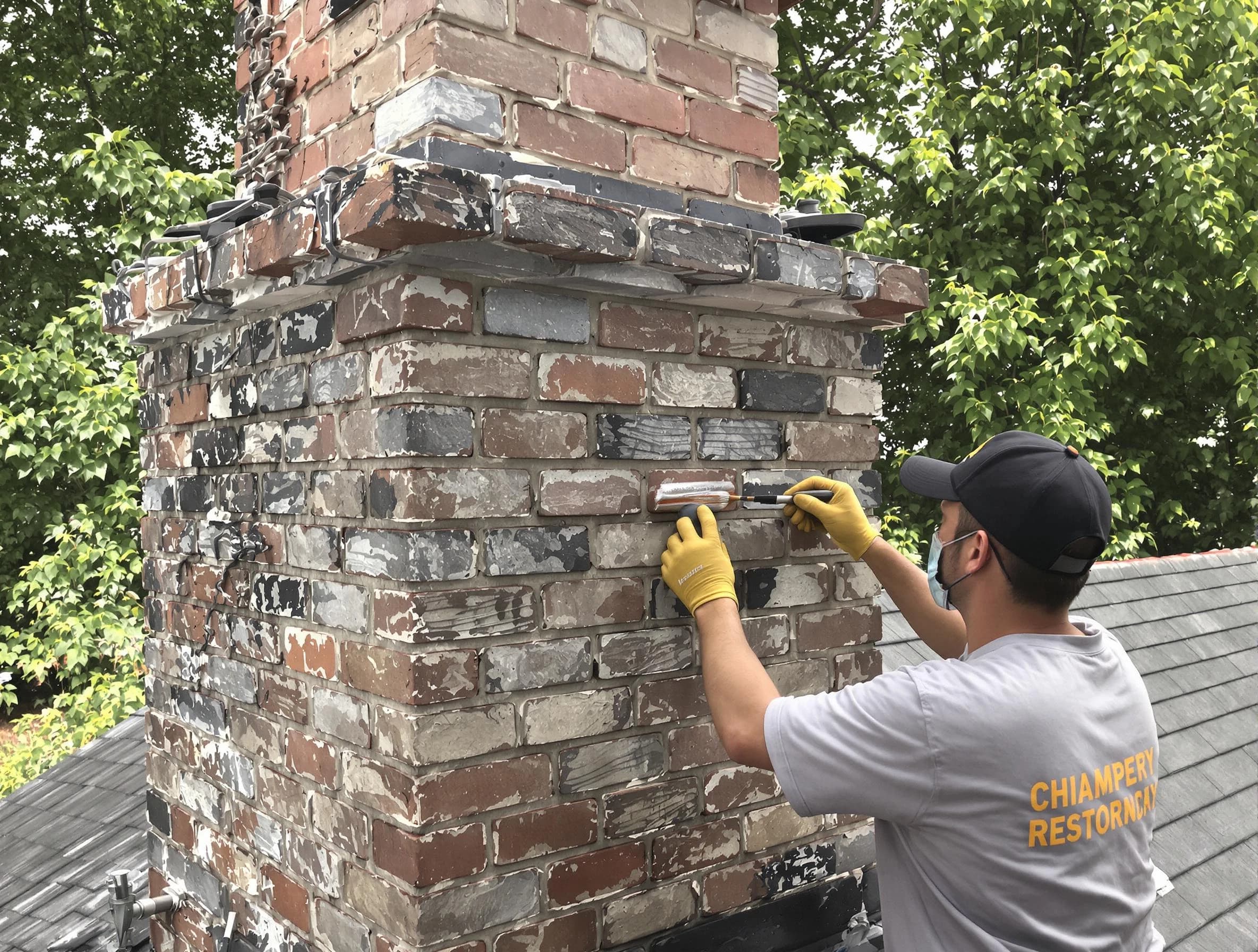 In-progress chimney restoration by Clanton Chimney Sweep in Clanton, AL