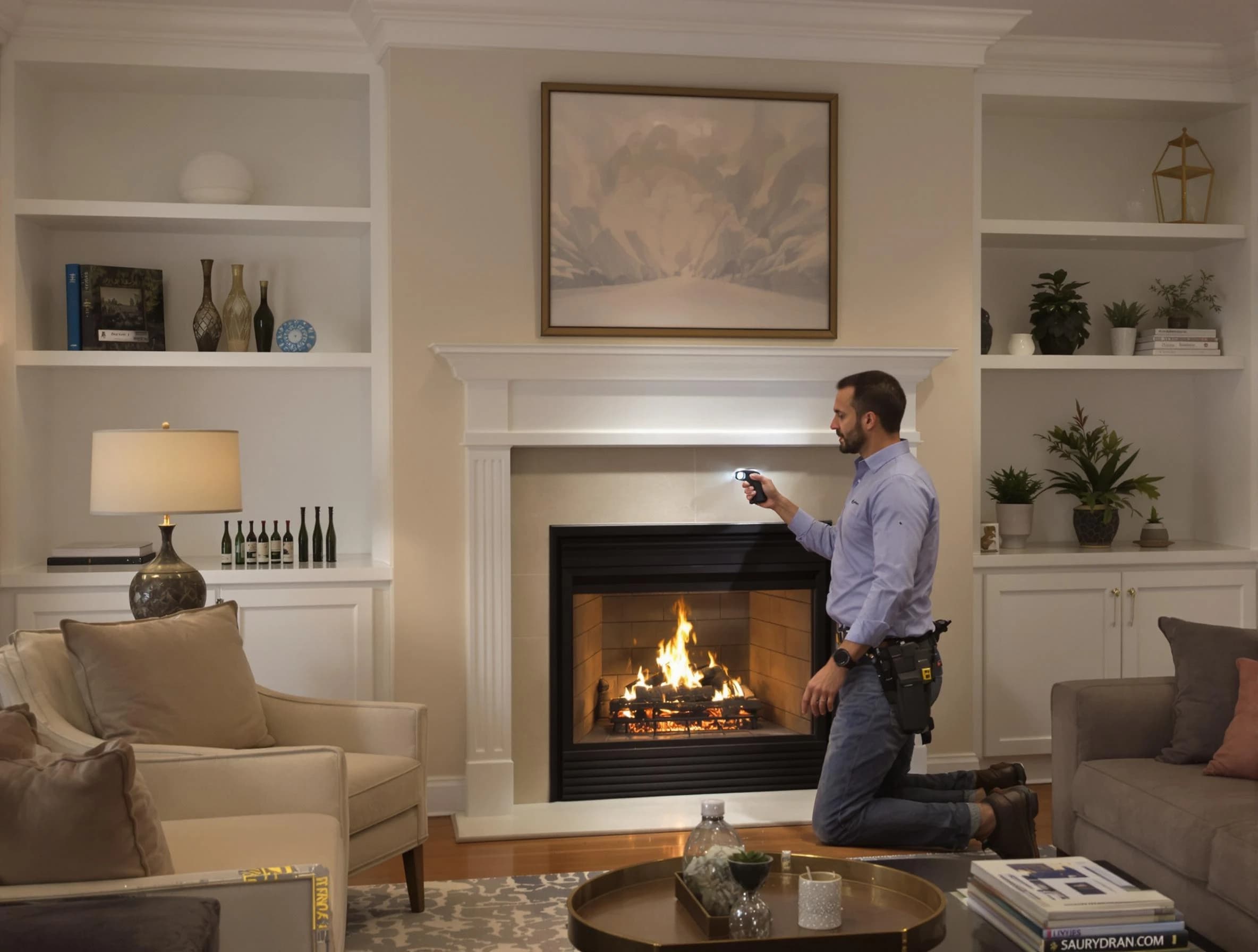 Clanton Chimney Sweep conducting a fireplace safety inspection in Clanton, AL