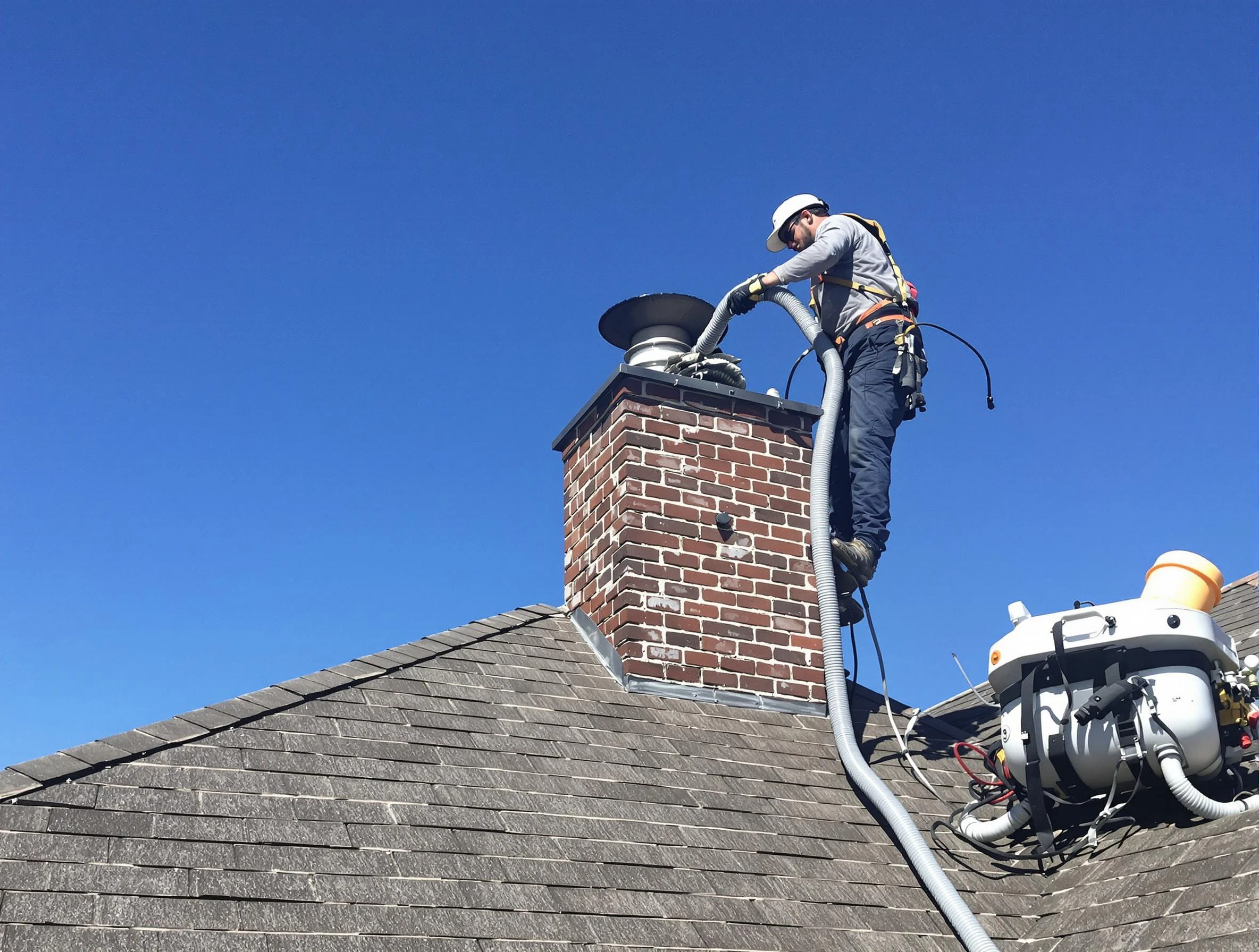 Dedicated Clanton Chimney Sweep team member cleaning a chimney in Clanton, AL