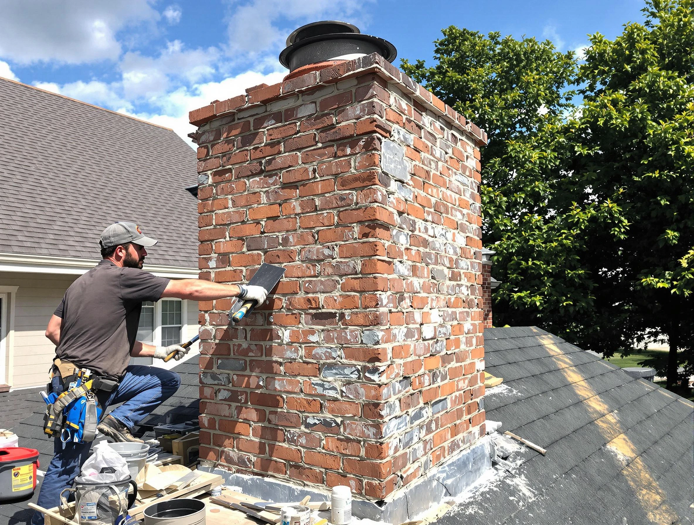 Completed chimney rebuild by Clanton Chimney Sweep in Clanton, AL