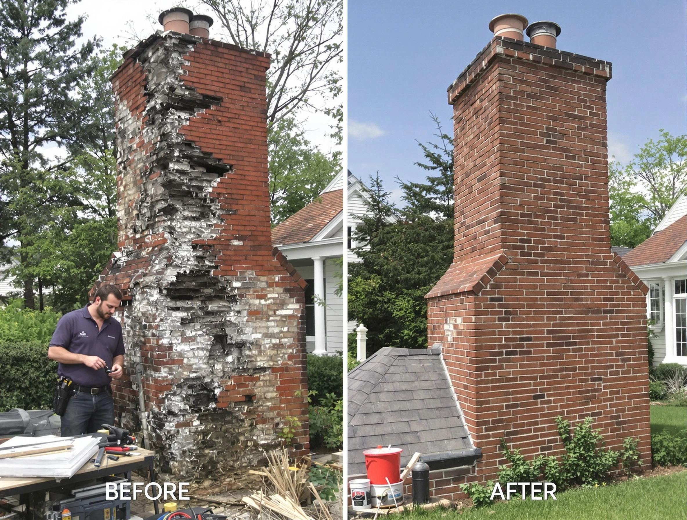 Clanton Chimney Sweep performing a full chimney restoration in Clanton, AL