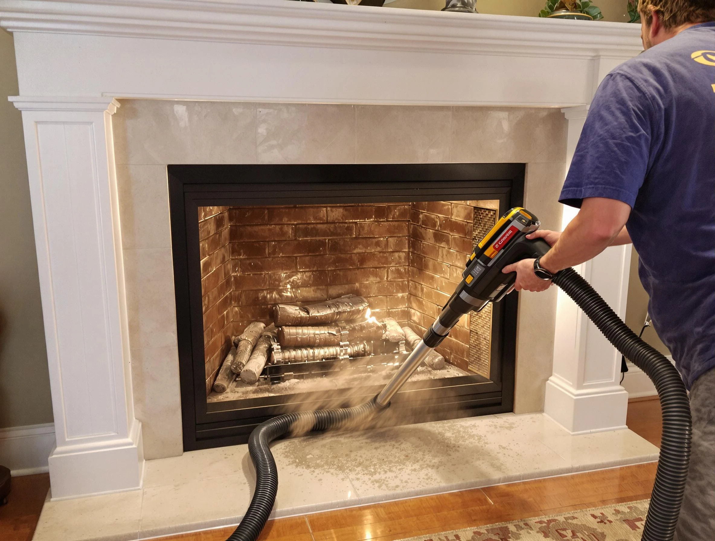 Fireplace cleaning performed by Clanton Chimney Sweep in Clanton, AL