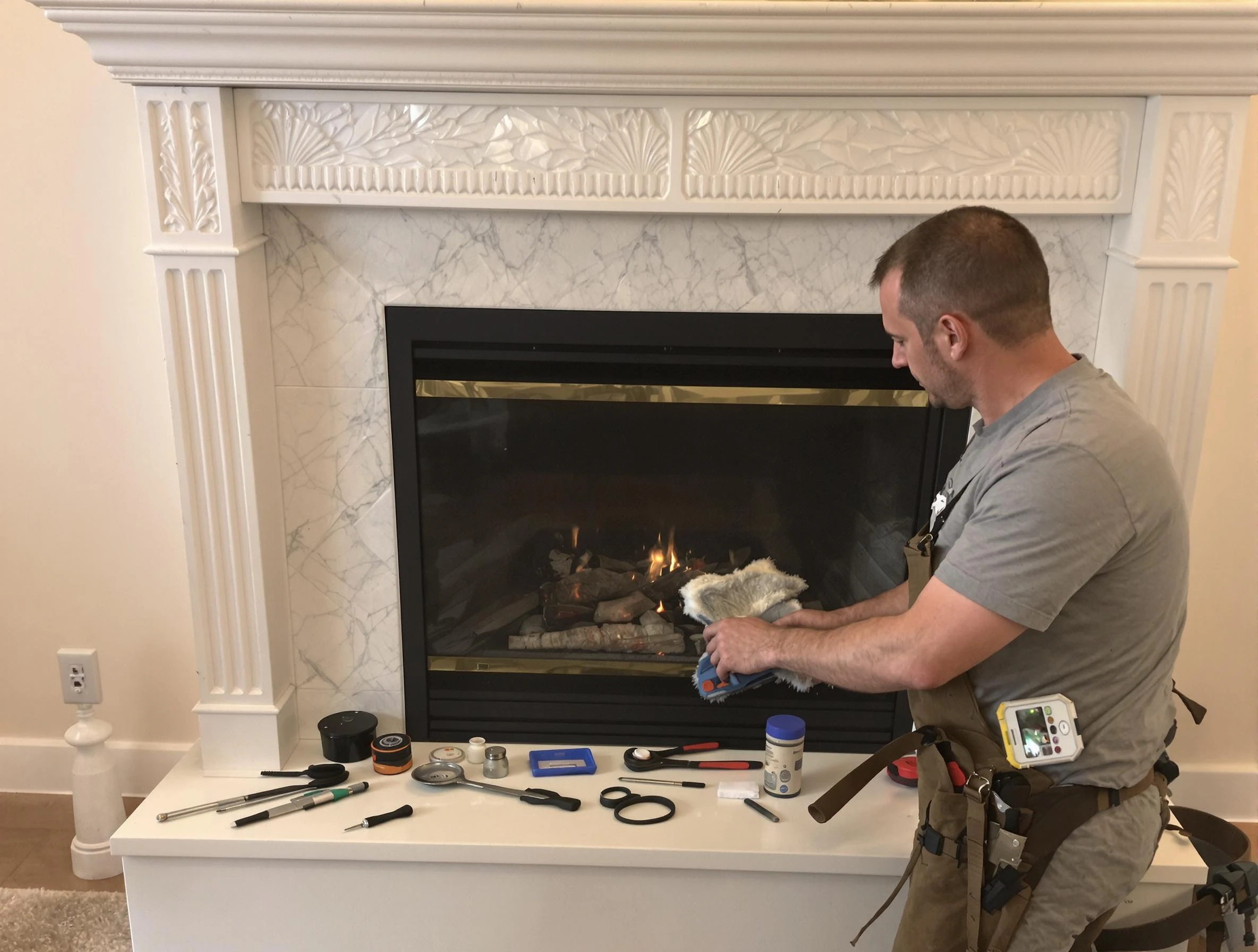 Clanton Chimney Sweep performing fireplace maintenance in Clanton, AL