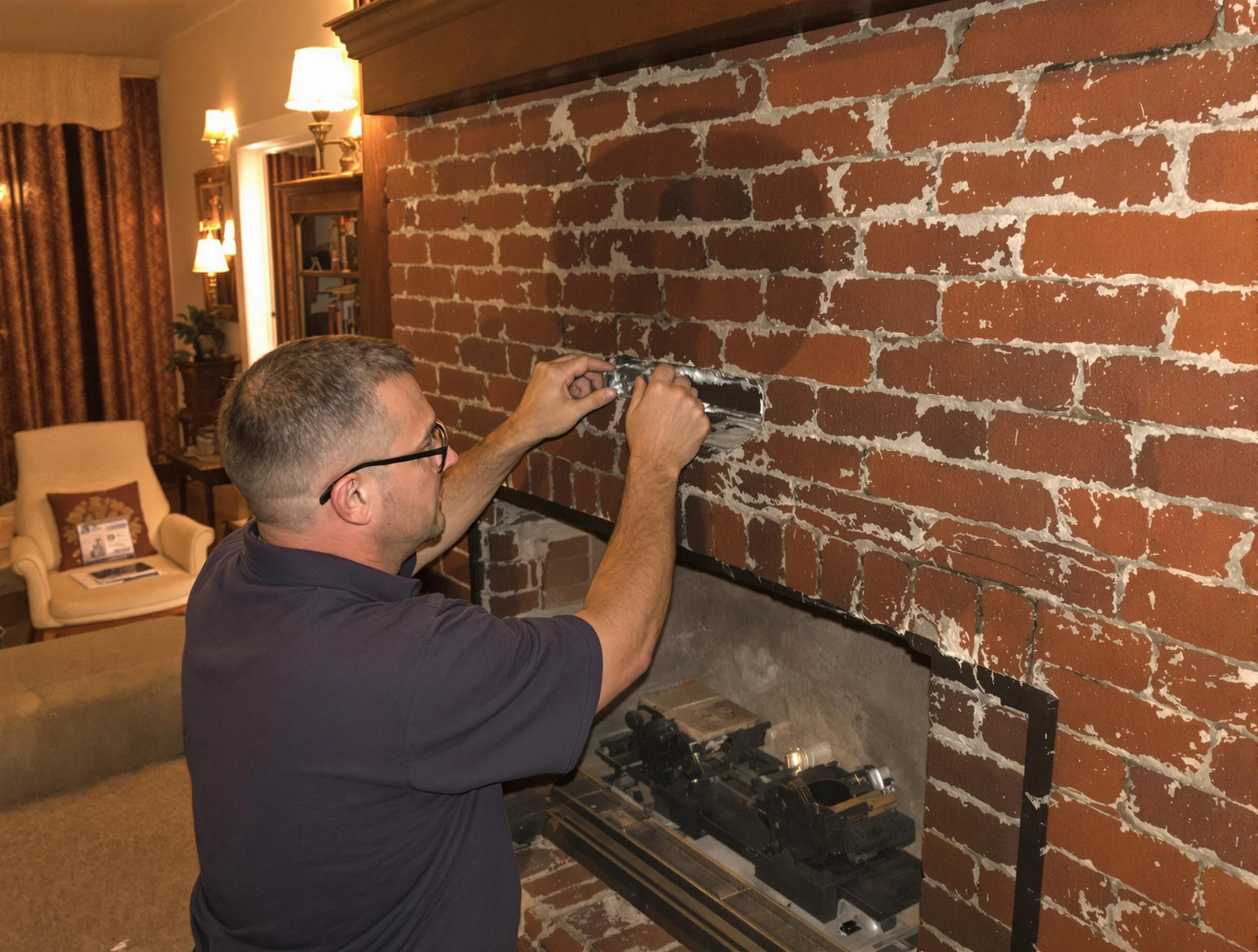 Clanton Chimney Sweep expert fixing a fireplace in Clanton, AL
